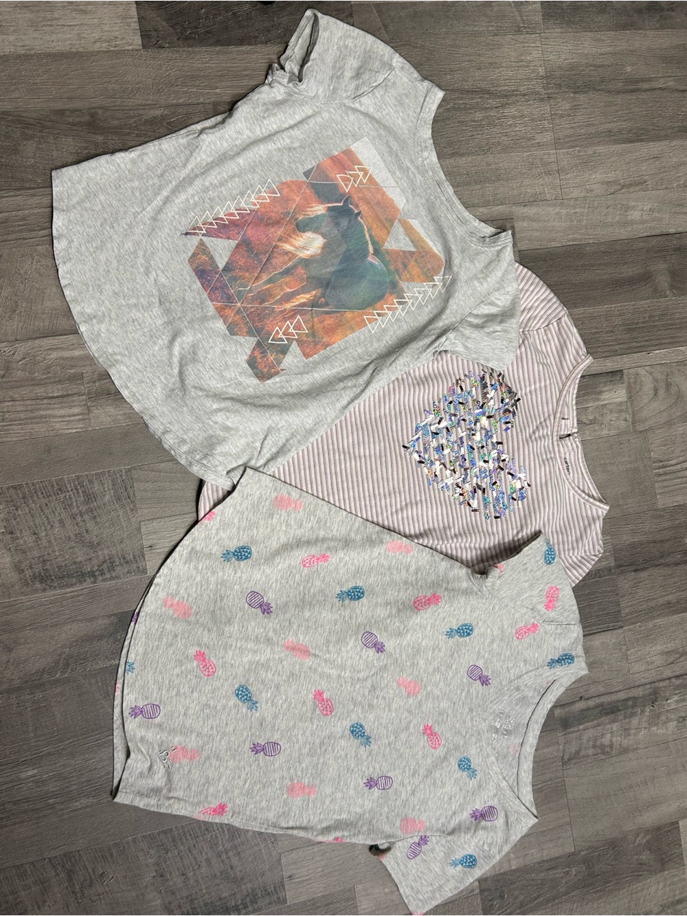 Girls Graphic Short Sleeve & Long Sleeve Top Bundle